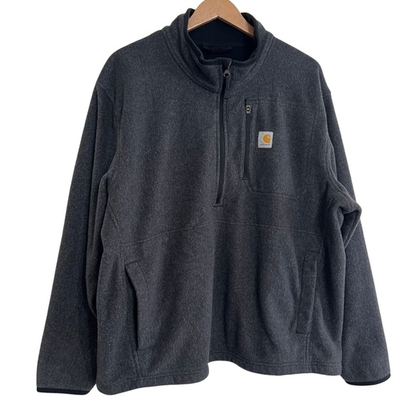 Carhartt Other - Carhartt Mens Quarter Zip Fleece Pullover Sweatshirt Dark Gray Size 2XL